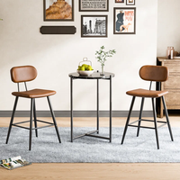 Tabourets de comptoir industriels, chaises hautes en PU brillant avec pieds en métal noir et repose-pieds pour cafés et restaurants