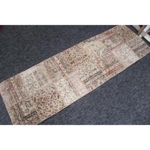 พรมตุรกีวินเทจ ขนาด 2.1x6.7 ฟุต (64x205 ซม.) ลายปะติดสีน้ำตาล - Product Image 2