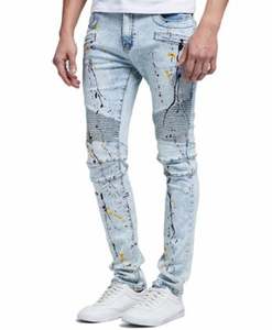 Jeans en denim bleu pour homme de haute qualité, personnalisés, style streetwear, boutons, respirants, coupe droite, 100% coton - Product Image 5