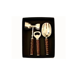 Juego de 4 herramientas de barra de cobre con pulido hecho a mano para el hogar Hotel & Bar Accesorios Base de madera y juego de herramientas de barra de metal - Product Image 5