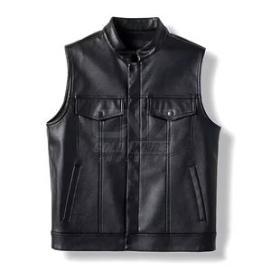 2025 cuero hecho a medida al por mayor tasa hombres Chaleco de cuero de alta calidad transpirable Material duradero Chaleco de cuero - Product Image 1