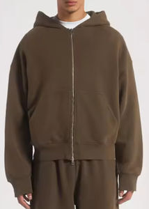 Sweat-shirts à fermeture éclair pour hommes, 100% coton tricoté, brodés, manches longues, écologiques, séchage rapide, service OEM personnalisé en gros, livraison - Product Image 2