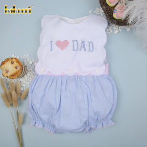 Ventes en gros BB2958 J'aime Papa Broderie Bébé Garçons Combinaisons d'été à bulles Luxe complet OEM ODM Personnalisé Fait main Spandex/Coton - Product Image 2