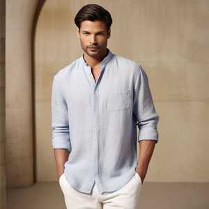 Chemises habillées en fibre de bambou à manches longues extensibles pour les affaires, coupe régulière, chemises habillées en bambou sans repassage pour hommes - Product Image 4