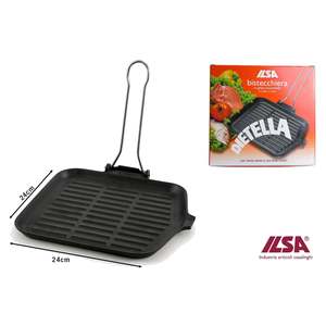Ilsa Dietella Padella Griglia Quadrata in Ghisa 24x24 cm Compatibile con Induzione - Product Image 1