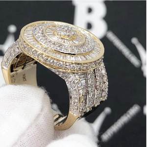 8.00 Carat <b>Ice</b> Out White Gold VVS Moissanite Round Cut Diamond Hip Hop Style Wedding <b>Ring</b> Men's 925 Sterling Silver - Product Image 3