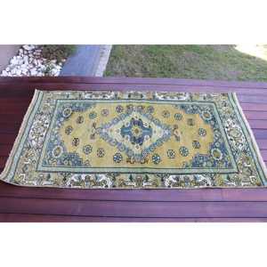 Alfombra de 2.8x5.4 pies, Alfombra Turca Vintage, Alfombra Ikat Azul - Product Image 3