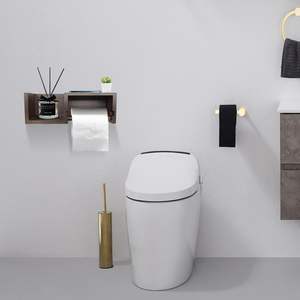 Soporte de papel higiénico de madera de granja con estante, soporte de rollo de papel higiénico rústico de montaje en pared con almacenamiento para baño cocina - Product Image 2