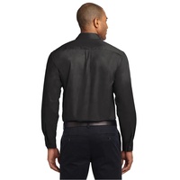 Chemise à manches longues pour homme, facile d'entretien, résistante aux plis, boutonnée, avec poche - Blanche, 100% coton, tricotée, respirante, séchage rapide