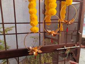 <b>Brass</b> Lotus Tea Light <b>Holder</b> Marigold Flowers Hanging <b>Candle</b> <b>Holder</b> for Entryway Pooja Room Festive Home Decor for Diwali - Product Image 6