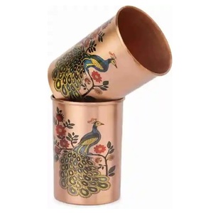 Luxury Printed Theme Beer Stackable Single Wall Drink <b>Cup</b> & Glass Metal Water <b>Small</b> Shot Drink Tumbler Copper Glass - Product Image 1