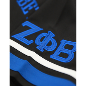 Zeta Phi Beta Camiseta de fútbol negra 100% Poliéster Escudo bordado Mangas delanteras y traseras Cuello en V Dobladillo de rayas dobles - Product Image 4