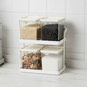 Portaspezie da Parete a Due Livelli in Metallo Verniciato a Polvere Salvaspazio con 4 Barattoli per Organizzazione Cucina - Product Image 5