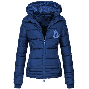 Women's Winter Eco-Friendly Custom Front Logo High Collar <b>Quilted</b> Zip Puffer Thick Coat Long Sleeve Breathable Waterproof - Product Image 4