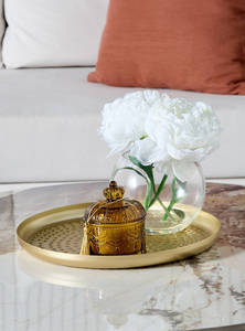 Plateau de service rond martelé en aluminium de qualité antique pour l'hôtel de restaurant de fête de mariage à la maison à un prix raisonnable - Product Image 2