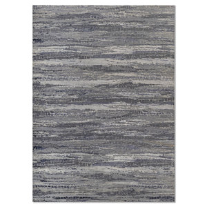 Alfombra Kavi Gris y Negra Anudada a Mano de Lana y Seda de Bambú, Diseño Teoría del Caos, Rectangular Abstracto para el Hogar y Pasillo, Modelo Esk-433(Fr) - Product Image 1