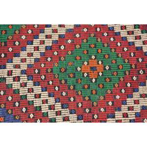 Alfombra de área de lana turca Vintage 2,5X4,8 pies Diseño de retazos rojo beige-Pasillo rectangular grande de estilo tradicional 9x12-Latex - Product Image 5