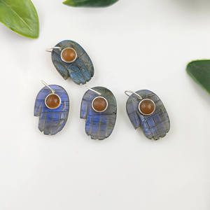 Pendentif double pierre labradorite sculpté à la main bijoux de mode indiens en argent sterling avec collier et pendentifs en pierres précieuses breloques - Product Image 1