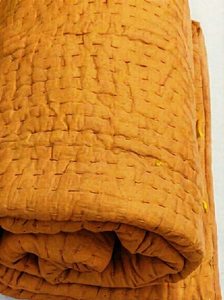 Solid Yellow Cotton Kantha <b>Quilt</b> Eco-Friendly Hand-Stitched Reversible Modern All-Season Bedding Throw for Home & Wedding Use - Product Image 4