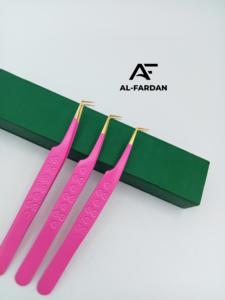 Pinzas de extensión de pestañas de 90 grados con estampado de corazón, acero inoxidable sólido con punta dorada y logotipo láser - Product Image 4