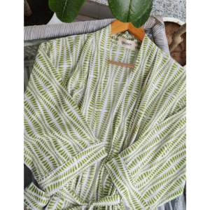 Bata de mujer Soft Dew Drops con cinturón, mangas largas, 100% algodón tejido - Product Image 3