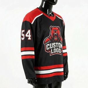 Jersey de Hockey sobre Hielo Personalizado y Transpirable con Nombre y Número del Equipo Sublimados en Poliéster, Cuello en V y Mangas Largas - Product Image 5