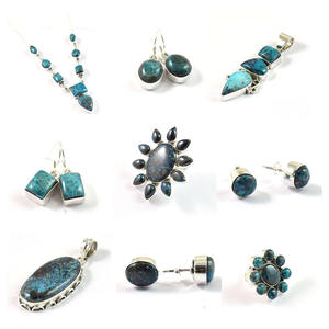 Gema de azurita azul Natural, Plata de Ley 925 pura, joyería hecha a mano, lote al por mayor - Product Image 1