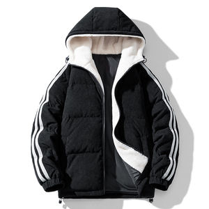 เสื้อแจ็กเก็ตฤดูหนาวทำด้วยผ้าขนสัตว์มีฮู้ดสำหรับผู้ชายมีซิปกันลมวิธีการทอแบบนอนวูฟเวน - Product Image 2