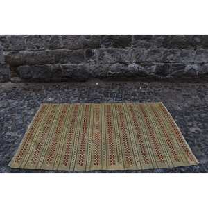 Traditional Green Red Wool <b>Rug</b> 3.6 X 5.9ft Vintage Turkish Large Area Rectangle <b>Abstract</b> Patchwork Halls Design Latex for Room - Product Image 4