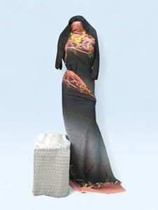 Vestido Dirac Suizo Floral Verde y Azul Cielo con Tela de Chal Bordada a Juego para Mujer, Ropa de Boda - Product Image 6