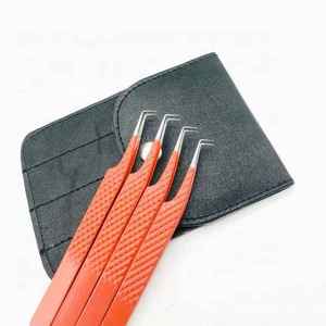 Juego de pinzas para extensión de pestañas injertadas, puntas de fibra de acero inoxidable, pinzas para pestañas postizas, herramientas de maquillaje para pestañas - Product Image 6