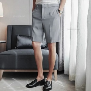 2025 nuevos pantalones cortos de algodón de verano 100% para hombre, pantalones cortos de malla sólida, pantalones cortos de cintura, pantalones cortos informales de Negocios Sociales para hombre de alta calidad - Product Image 1