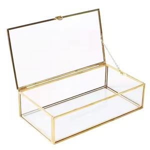Rectangle Shape Jewelry and Cosmetic <b>Box</b> Best Quality New Designer Metal and <b>Glass</b> Jewelry <b>Box</b> - Product Image 4