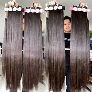 Extensions de cheveux humains naturels, cheveux vierges Remy non traités, qualité 12A, super double trame, lisses comme des baguettes - Product Image 4