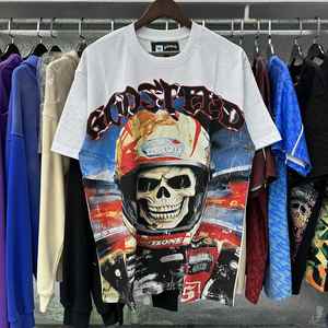 Camiseta Vintage de Algodón 100% con Lavado Ácido para Hombre, Estilo Urbano GOD SPEED, Corte Holgado, Ecológica y Transpirable - Product Image 2