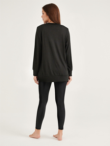 Cárdigan de manga larga negro de punto fino para mujer, suéter, diseño informal con botones para otoño, verano, novedad, venta al por mayor, giro largo - Product Image 2