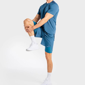 เสื้อทีเชิ้ตกีฬาผู้ชายเสื้อยืดผู้ชายสีพื้นลำลองลำลองสำหรับเพาะกายระบายอากาศ - Product Image 6