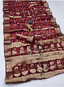 Sari en soie art bandhej de créateur, nouvelle arrivée, sari en soie art bandhej élégant au meilleur prix par le fournisseur - Product Image 4