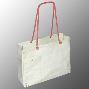 Bolsa de promoción de compras JUCO blanca teñida con asas de cuerda rosa con serigrafía a un color en su obra de arte o logotipo requerido - Product Image 3