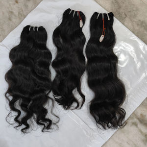 Cabello humano 100%. Cabello natural wvy y recto sin procesar Tejido de cabello indio virgen Virgen sin procesar - Product Image 1