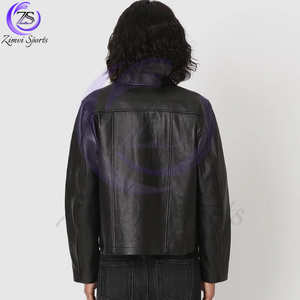 Nouveaux vêtements d'extérieur à la mode réchauffer sur mesure classique qualité adulte vêtements d'extérieur fermeture éclair élégant à manches longues veste en cuir Pu pour hommes - Product Image 3