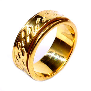 Everyday Wear Unisex <b>Spinner</b> <b>Ring</b> 925 Sterling Silver with Elegant Trendy Texture Gold Plated Classic Style - Product Image 1