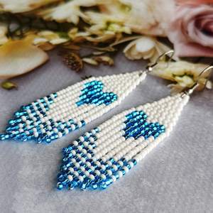 Boho ต่างหูลูกปัดด้วยการออกแบบสีฟ้าครามแอนดี้ cascading Fringe, เครื่องประดับของขวัญที่ไม่ซ้ำกัน - Product Image 5