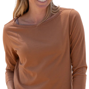 T-Shirt da Donna in Rame con Maniche 3/4 e Collo a Barca, 100% Cotone Organico di Lusso Pre-Ristretto Certificato GOTS, Vestibilità Classica Premium Morbida - Product Image 6