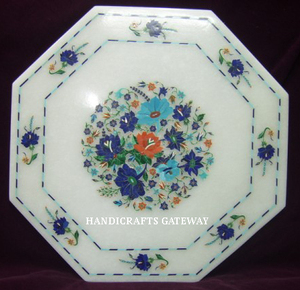 ท็อปโต๊ะหินอ่อนสีขาวคุณภาพดีเยี่ยมโต๊ะแบบฝังหินอ่อนรูปทรงแปดเหลี่ยม - Product Image 1