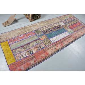 Alfombra bohemia de lana amarilla de 3,7x9,3 pies Vintage turco clásico rectángulo Patchwork diseño plano tejido técnica nuevo pasillo látex - Product Image 2