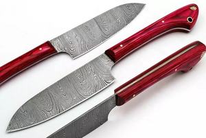 Couteau de chef en acier Damas forgé à la main par Steel Craft International, manche en bois Pakka, revêtement antiadhésif écologique, ambidextre - Product Image 4