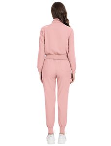 Combinaison de travail en denim pour femmes, pantalon de jogging, haut extensible avec plusieurs poches, blouse de travail à col montant, manches longues - Product Image 2