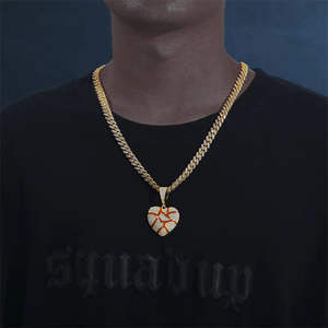 Pendentif en argent sterling 925 avec moissanite en forme de cœur, style hip-hop classique, glacé, cadeau pour homme et femme - Product Image 2