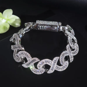 Bracelet élégant en moissanite et diamant, chaîne cubaine avec fermoir à boîte, en argent sterling 925, bracelet de luxe hip-hop - Product Image 2